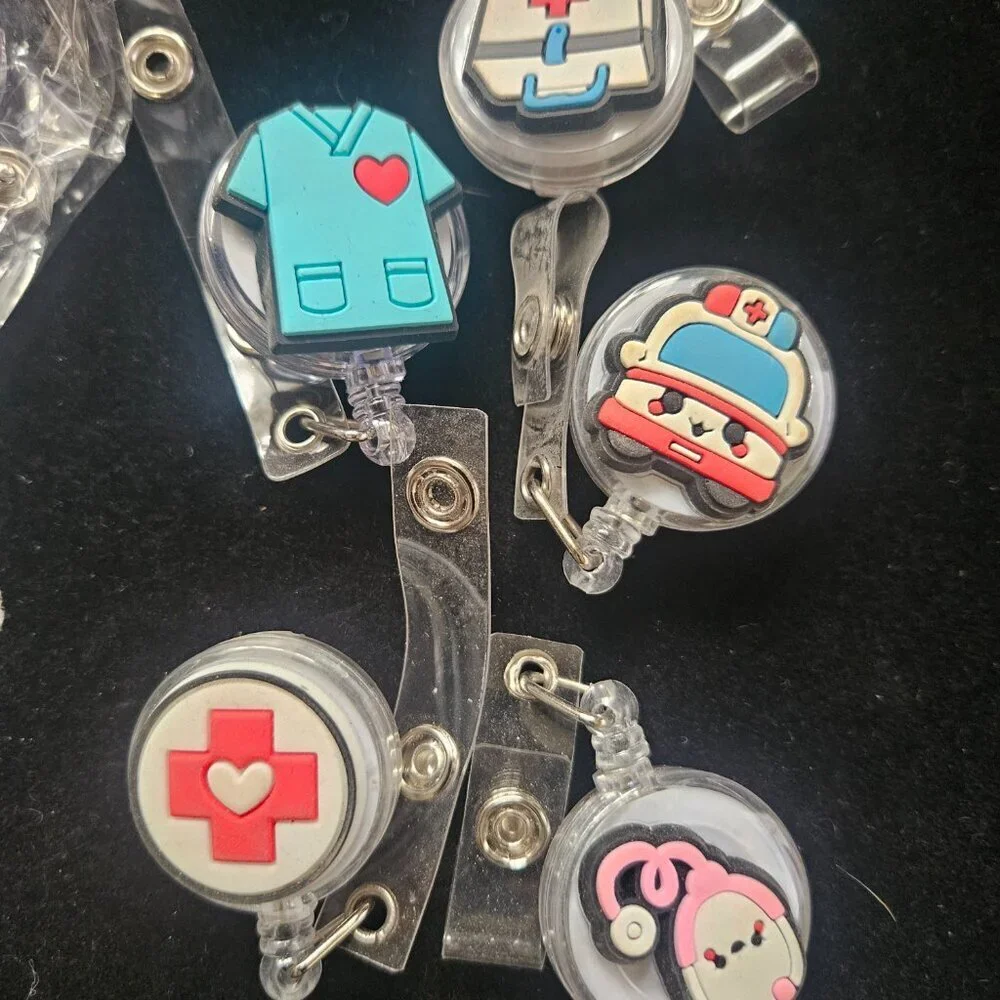 12 Nurse Badge Reel Holders Cute Medical Retractable ID Badge Clip Lot